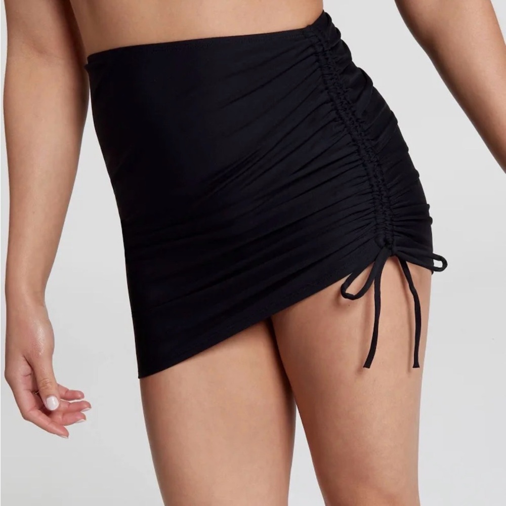 CALIA Women's Ruched Drawstring High Rise Swim Skirt